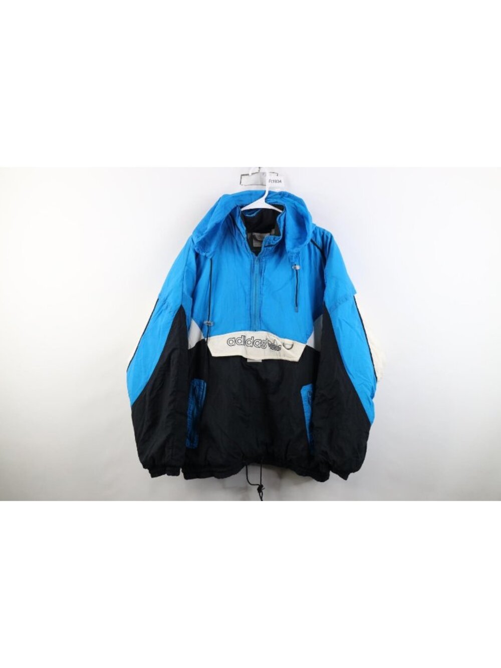 Vintage 90s Adidas Mens Medium Spell Out Pullover Hooded Puffer Anorak Jacket